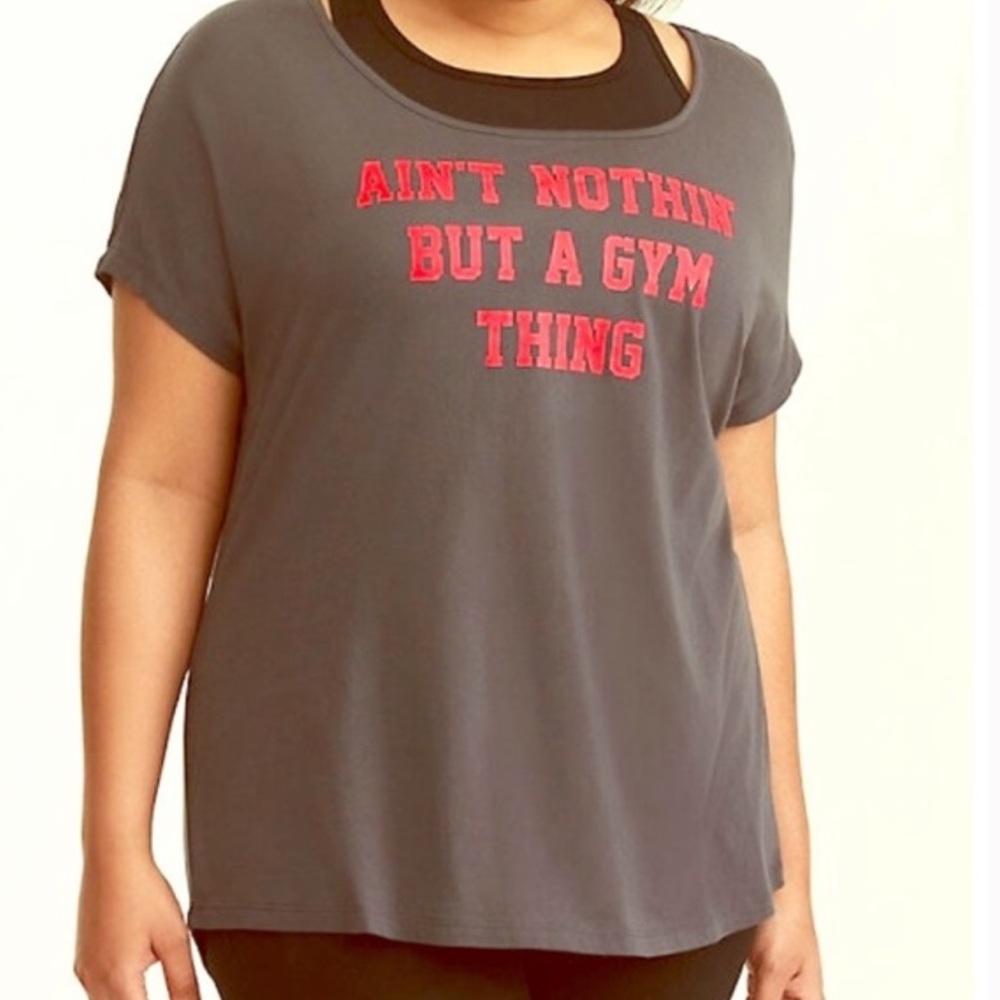 NWT Torrid Grey Ain’t Nothing but a gym thing Workout Tee Size 3X